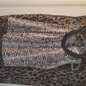 Beige and black zebra print top